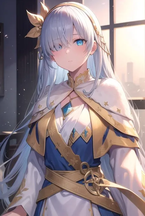 fgoanastasia, <lora:fgoanastasia-lora-nochekaiser:1>,
anastasia, blue eyes, grey hair, hair between eyes, (hair over one eye:1.5), long hair, bangs,
BREAK blue cloak, brown hairband, cloak, dress, fur trim, hairband, royal robe, sash, tachi-e, white dress, wide sleeves,
BREAK looking at viewer,
BREAK indoors,
BREAK <lyco:GoodHands-beta2:1>, (masterpiece:1.2), best quality, high resolution, unity 8k wallpaper, (illustration:0.8), (beautiful detailed eyes:1.6), extremely detailed face, perfect lighting, extremely detailed CG, (perfect hands, perfect anatomy),