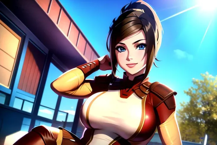 masterpiece, best quality,1girl, bastilashan, anime, sitting down, smiling<lora:kotorv2:1>