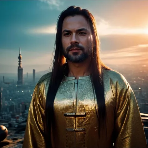 man, har1zmovich, messiah, (with long straight hair:1.2) , wearing ancient chinese clothes, zen, high detailed background, cinematic lightning, good rays, (full body shot:1.2) <lora:harizmovich:0.9>, Style-GravityMagic, spiritual,, esoteric, interstellar power, stars, bright lights, consciousness, cosmic space background <lora:duobackground:0.6> fantasy, cyberpunk city, RAW candid cinema, 16mm, color graded portra 400 film, remarkable color, ultra realistic, textured skin, remarkable detailed pupils, realistic dull skin noise, visible skin detail, skin fuzz, dry skin, shot with cinematic camera