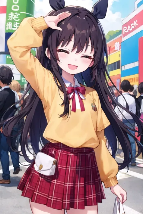 <lora:nikkori_v100:1>
closed eyes, (cleavage:-1.5),insanely detailed, absurdres, ultra-highres, ultra-detailed, best quality,
1girl, solo, nice hands, perfect hands,
BREAK,
(wearing harajuku-style coordinate),
happy smile, laugh, open mouth,
cute pose, cowboy shot,
BREAK,
slender, kawaii, perfect symmetrical face, ultra cute girl, ultra cute face, ultra detailed eyes, ultra detailed hair, ultra cute, ultra beautiful,
BREAK,
in harajuku, shibuya, tokyo, street, crowd, cityscape,
medium breasts
BREAK,
(black hair, red eyes),