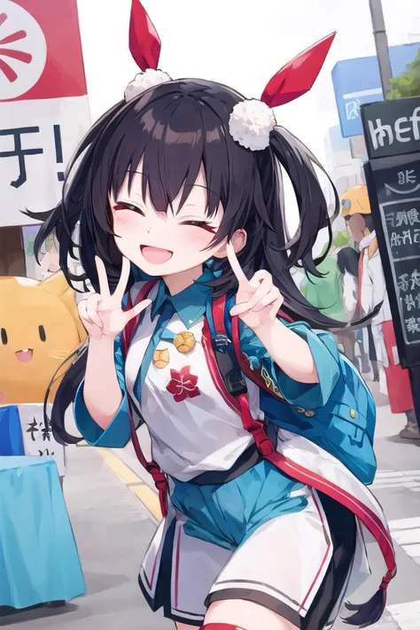 <lora:nikkori_v100:1>
closed eyes, (cleavage:-1.5),insanely detailed, absurdres, ultra-highres, ultra-detailed, best quality,
1girl, solo, nice hands, perfect hands,
BREAK,
(wearing harajuku-style coordinate),
happy smile, laugh, open mouth,
cute pose, cowboy shot,
BREAK,
slender, kawaii, perfect symmetrical face, ultra cute girl, ultra cute face, ultra detailed eyes, ultra detailed hair, ultra cute, ultra beautiful,
BREAK,
in harajuku, shibuya, tokyo, street, crowd, cityscape,
medium breasts
BREAK,
(black hair, red eyes),