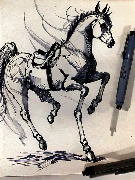 <lora:pen_sketch_lora_v1.0:1> pen_sketch_style, no humans, animal, signature, solo, dated, horse, running, 4 legs