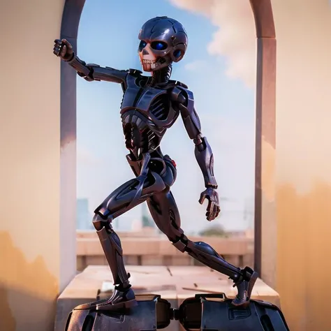 masterpiece, full body, detail body, from side, running, <lora:terminate_yiu_v10:1>, terminator skeleton