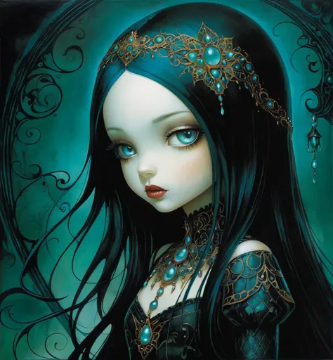 <lora:detailed_eye-10:0.5> <lora:SoftLightV1:0.5> Editorials 1girl, Highly detailed Painting by Ben Templesmith and Jasmine Becket - Griffith, dark aesthetic