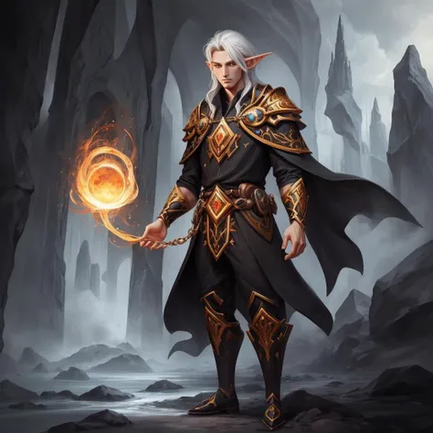 masterpiece, high quality, digital art illustration, a photo of f4nt4nsy style <lora:FantasyHero3-000004:0.4>, human, magic elf, black shoes