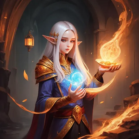 masterpiece, high quality, digital art illustration, a photo of f4nt4nsy style <lora:FantasyHero3-000004:0.4>, human, magic elf