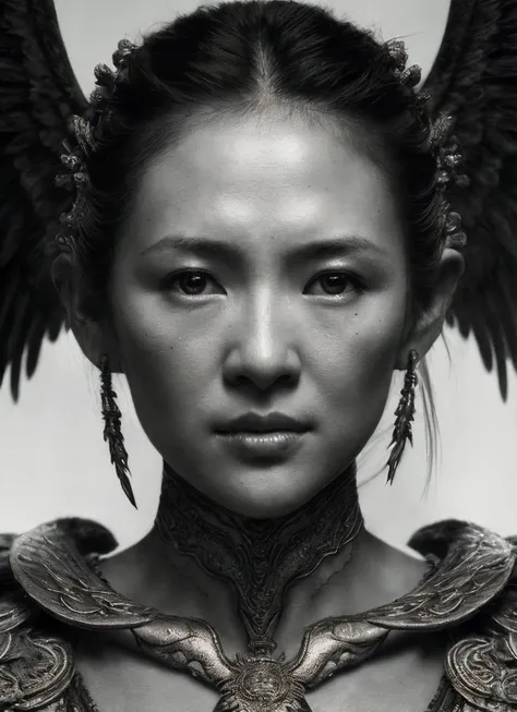 close up RAW photo of winged warrior sks woman, detailed textures, sharp focus, ultra high pixel detail, absurdres, cinematic, intricate, cinematic light, concept art, art station, realistic, movie scene, cinematic, high quality, craig mullins and wayne barlowe style, full colors, incredibly detailed, 4k, 8k, <lora:locon_zhangziyi_v1_from_v1_64_32:1.25>