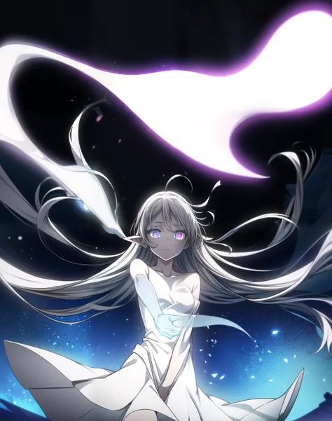Masterpiece, best quality, extremely detailed, (illustration, official art: 1.1), (baby face:1.55)、((((1 girl)))), ((light blue long hair))), light blue hair, ,young,skinny,,,((blush)), cute face, big eyes, tareme, masterpiece, best quality, (a very delicate and beautiful girl)))), flat chest ,amazing, beautiful detailed eyes, blunt bangs (((little delicate girl)))), tareme (true beautiful: 1.2), small Girl,,optical illusion, Black light art, conceptual artwork, por Arthur Rackham, (best qualityer, high resolution, ultra detali), The Goddess Casting、 Brilliant Mystical Spells 、 a Haunted Forest, orange and purple tones, portraits, bright coloured, extreme detailed description, sharp focus, Physically based rendering, studio lighting, horor, , magical, mysterious atmosphere, swirling mist, ethereal glow, ancient trees, twisted branches, Moonlit sky, mysterious shadows, Mesmerizing, enchanting, hauntingly beautiful,