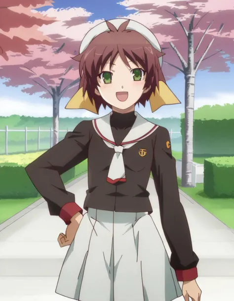 score_9, score_8_up, score_7_up, (source_anime:1.4), BREAK, colorful, 1girl, solo, <lora:Minami_Shimada:0.8>, Minami, hair ribbon, <lora:Cardcaptor_Sakura_Clothing_Lora_ct:0.8>, ct_c4ptor, black serafuku, white necktie, white sailor collar, white skirt, mini skirt, white beret, happy, cherry blossoms, outside, sunny,