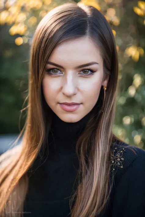 A stunning intricate full color portrait of  a woman,wearing a black turtleneck,epic character composition,by ilya kuvshinov, alessio albi, nina masic,sharp focus, natural lighting, subsurface scattering, f2, 35mm, film grain  20 years old, beautiful, (make-up) <lora:StellaCox:1>
