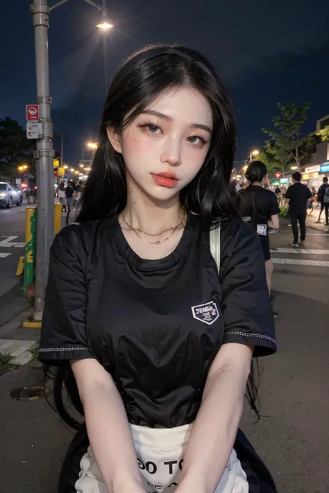 <lora:AI_kmanh:1>, office uniform, amazing lighting, cinematic lighting, busy Korean Street,
((SFW)), (best quality, masterpiece:1.4), absurdres, ultra-detailed CG, 8k, high detailed, beautiful face, detailed face, 1girl, solo ,braid, toned, shiny skin, head tilt, standing still, bloom, light particles, depth of field,