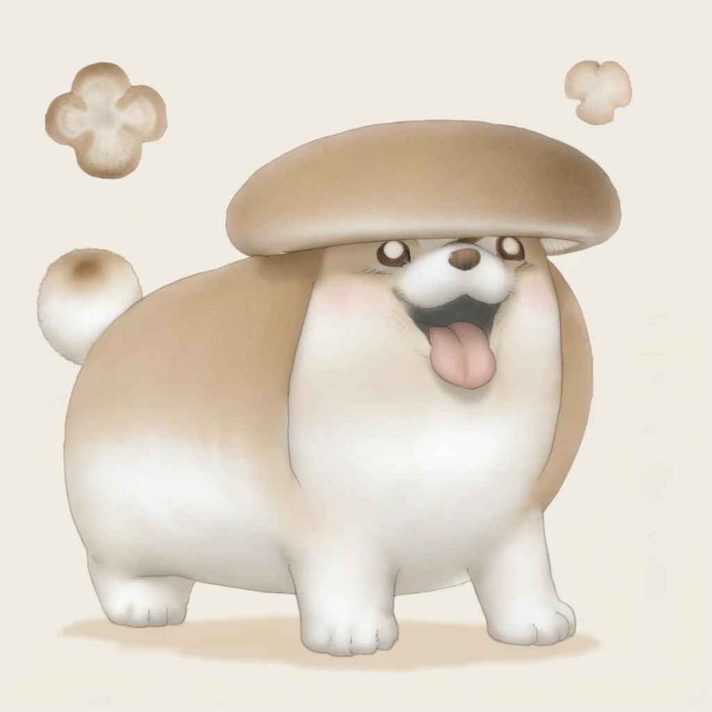 <lora:Fusion animal-000008:1>,fusion animal,The fusion of shiitake mushrooms and dogs