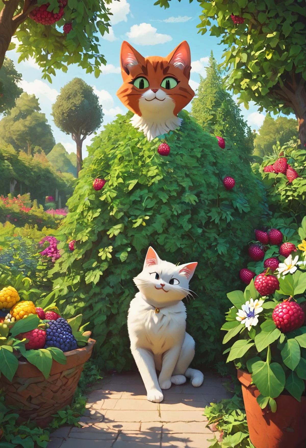 score_9, score_8_up, score_7_up, score_6_up, easynegative, masterpiece, the highest, berry cat, garden, trees, paths,berry, cat