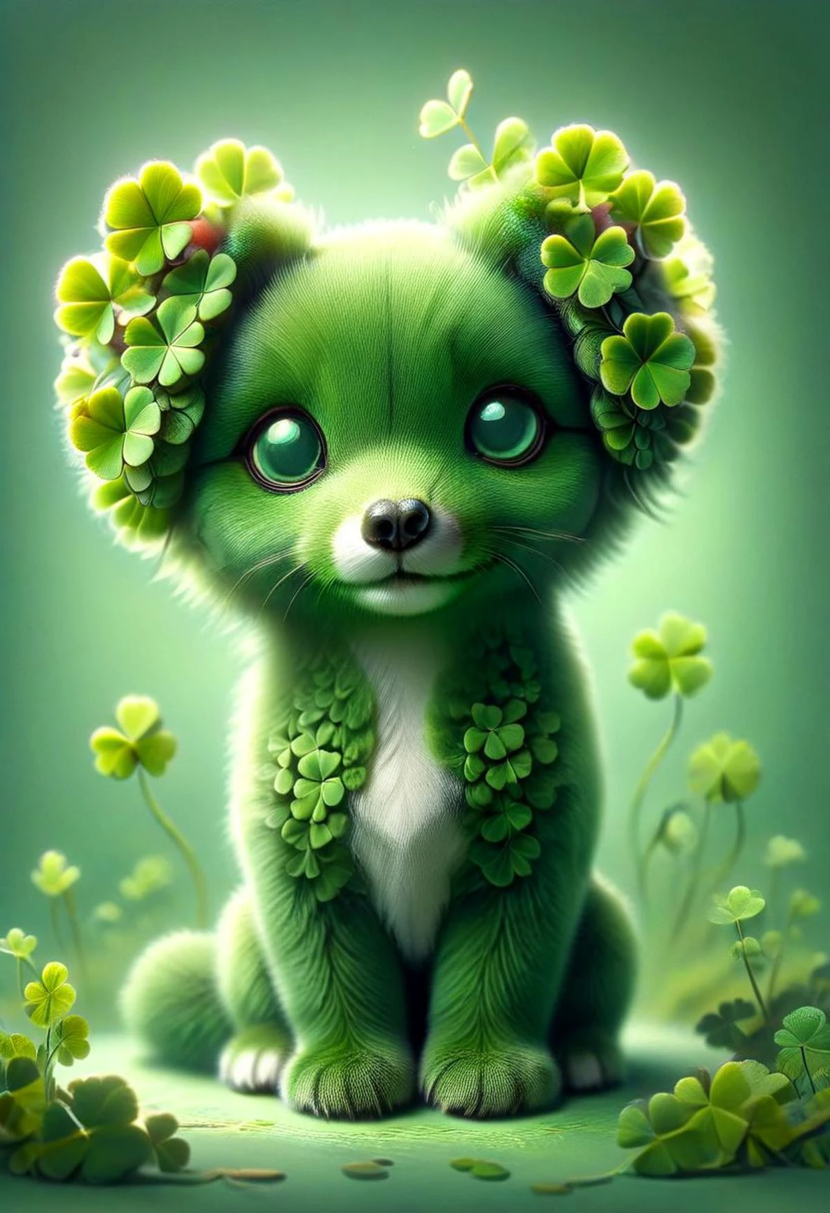 cute fictional animal four leaf clover,, (art: 1.3 ), digital art, intricate details, high quality, masterpiece, 4k, ,art, high quality, high detail,
,lovehandgesture,hkmagic