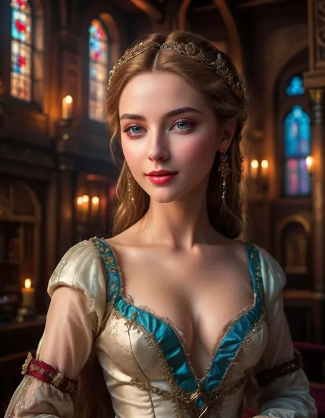 (masterpiece, best quality, hyper realistic, ultra photoreal, raw photo, photorealistic, ultra detailed, extremely detailed, intricately detailed), a beautiful medieval courtesan, solo, <lora:RPGCourtesanXL:0.5>, heart, soft smile, beauty, elegant, sensual, delicate, fashionable, detailed beautiful face, perfect eyes, perfect lips, modern, surreal, dreamlike, atmospheric, moody, dramatic, complex, Victorian, Empire, iridescent, <lora:Empire_SDXL_OnSite:0.4>, cyberpunk interior design, cyberpunk style environment, <lora:Cyber_Background_sdxl:0.9>, (dynamic angle:1.4), dynamic composition, film grain, FujiFilm XT4, face focus,