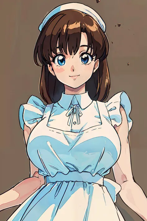 ((masterpiece, best quality;1.3)), ultra detailed, detailed background, smile,brown hair,
detalied eyes, ultra detailed eyes, upskirt, from very below, large breast, white ribbon, from above,
white dress apron, <lora:Tendou_Kasumi:0.6> young hand,