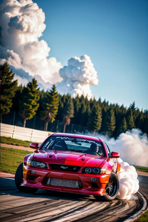cardrifting, a car drifting with a lot of smoke, smoke, __light__, (_bg__:0.5) <lora:cardrifting2:0.9>