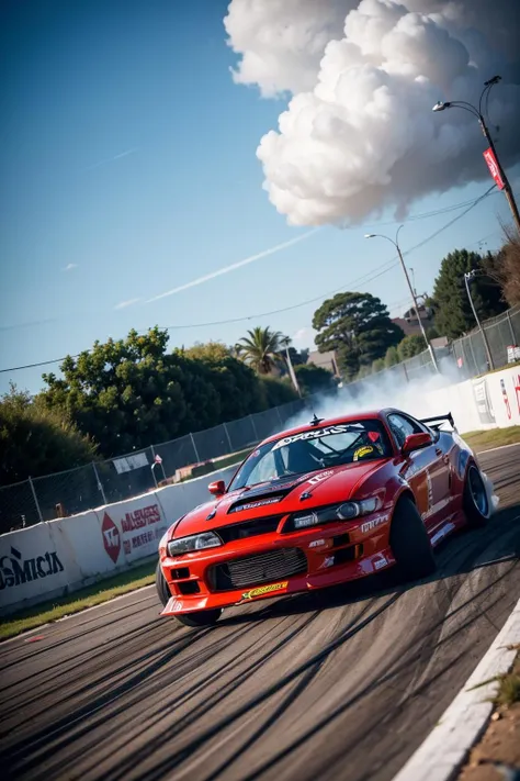 cardrifting, a car drifting on a parking lot, burn, smoke <lora:cardrifting:1.2>