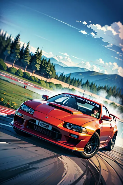 cardrifting, a car drifting on a parking lot, burn, smoke <lora:cardrifting:1.2>