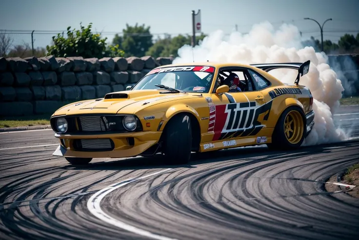 cardrifting, a car drifting on a parking lot, burn, smoke <lora:cardrifting:1.2>