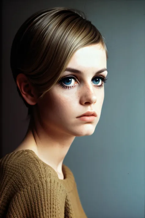 a candid photo of a woman Twiggy01, RAW Photo, DSLR BREAK , wearing relaxed shirt, causal clothes, (looking at viewer), focused, (magazine photo stuio), Scandinavian design space BREAK detailed, natural light , <lora:Twiggy01-000010:1>, by Philip-Lorca diCorcia, <lora:epi_noiseoffset2:1>