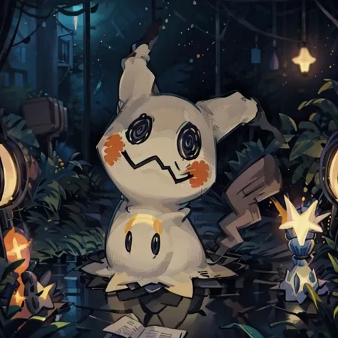 ((masterpiece,best quality)), absurdres,
<lora:Mimikyu_Pokemon_Anime:0.9>, Mimikyu_Pokemon, no humans,
solo, looking at viewer,
cinematic composition,