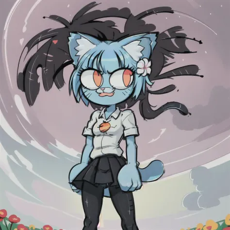 (Nicole Watterson, Gumball, Neco-Arc, catgirl, cibi, big cat eyes, slit pupils, cute, necopose, looking at viewer, ), BREAK,
on a Flower field, <lora:Nicole Watterson - Gumball:1> <lora:Neco-Arc:1>