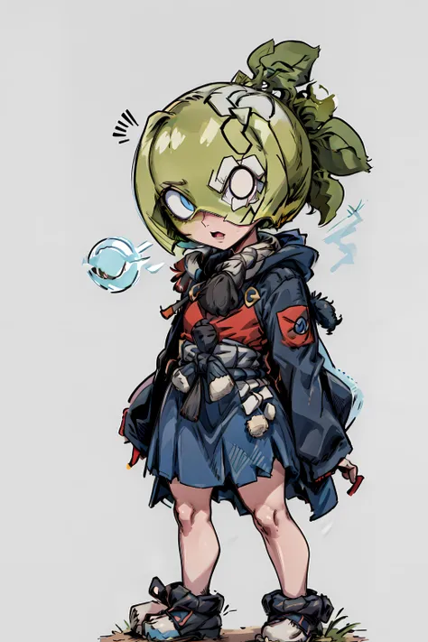 <lora:Suika2:0.9> Suika_(Dr.stone), solo, open mouth, skirt, simple background, white background, standing, full body, japanese clothes, pokemon (creature), no humans, bandages, hakama, hakama skirt, o_o, (((white eyes, blank eyes))), clothed pokemon