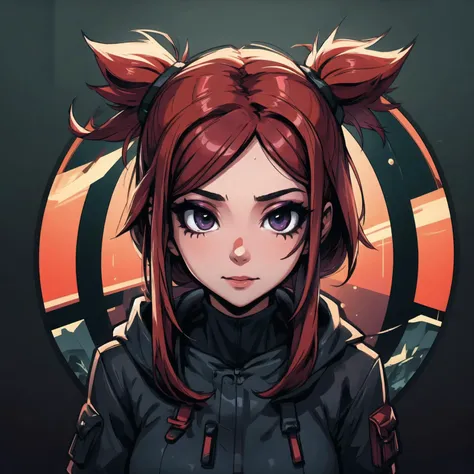 <lora:Cerebella:1>, (masterpiece, best quality:1.2), cerebella, 1girl, outdoors, cyberpunk, futuristic, looking at viewer, facing viewer, detailed red hair, detailed face, rain, neon lights, (round logo:1.5), <lora:RoundLogo_v1_CT_E8R64:1>, soft lighting, night market, rain