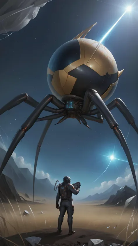 <lora:4r4chn1dPony:1.0>score_9, score_8_up, score_7_up, score_6_up, 4r4chn1d, digital art, arachnid character, Made up Creature inspired, holding a Arbalest, in space debris field, (Masterpiece:1.3) (best quality:1.2) (high quality:1.1)