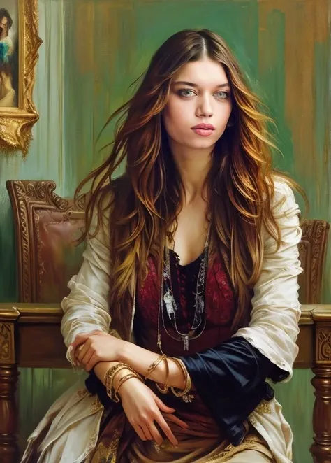 realistic paintig of afra_saracoglu, by Daniel F Gerhartz<lora:afra_saracoglu-98:1.0>