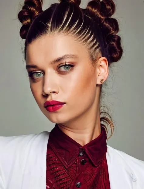 portrait photo of afra_saracoglu, a model by Flora Borsi, style by Flora Borsi, bold, bright colours, Mohawk haircut, ((Flora Borsi))<lora:afra_saracoglu-98:1.0>