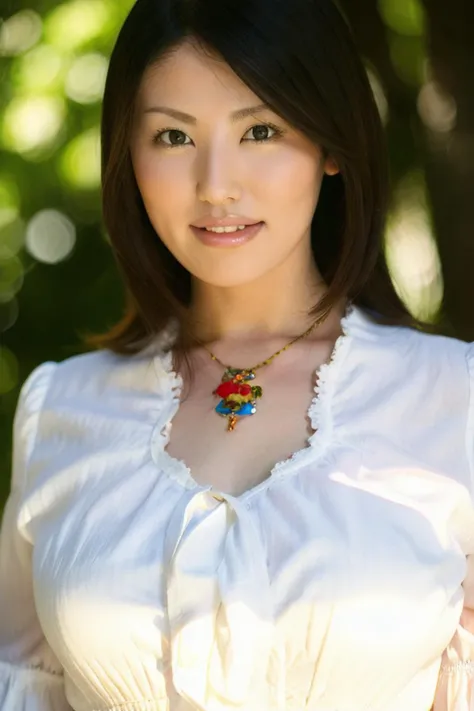 <lora:Takako Kitahara BRA6:1>takako,1girl,masterpiece,beautiful,extremely detailed,(ultra high res),(8k UHD best quality), (realistic, photo-realistic:1.37), depth_of,field, blurry_background, photo_inset, reference_inset, ,photo_background,brown_eyes,photorealistic,looking_at_viewer,smile,shiny skin,detailed skin,(((blouse)))