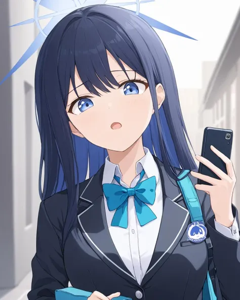 saori \(blue archive\), school_uniform, halo, 2girls, white_shirt, holding_phone, long_sleeves, alternate_costume, solo_focus, school_bag, blazer, black_jacket, open_mouth, blue_bowtie, upper_body, collared_shirt, smartphone, blurry_background, sidelocks, :d
<lora:saori_(blue_archive)_image2237_2023-11-28-000010:1>halo. gorgeous,key visual, vibrant, studio anime,award-winning, professional, highly detailed,high budget, cinemascope