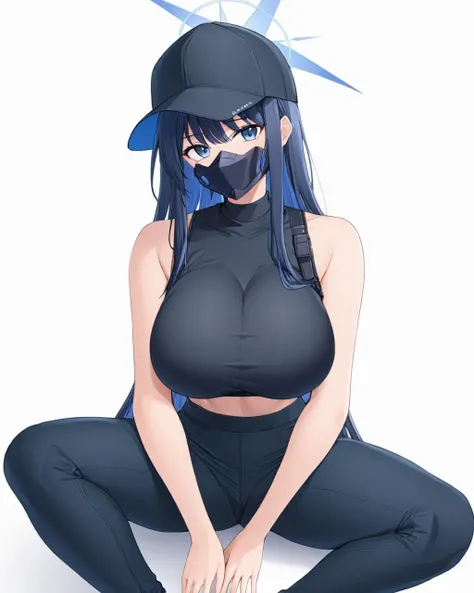 saori \(blue archive\),1girl, solo, mouth_mask, looking_at_viewer, crop_top, black_mask, halo, baseball_cap, sleeveless_shirt, sitting, black_pants, white_background, bare_shoulders, black_headwear, large_breasts, black_shirt, simple_background
<lora:saori_(blue_archive)_image2237_2023-11-28-000010:1>halo. gorgeous,key visual, vibrant, studio anime,award-winning, professional, highly detailed,high budget, cinemascope
