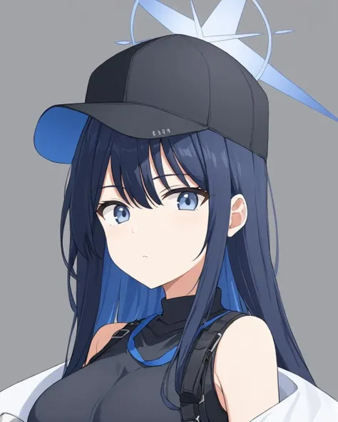 saori \(blue archive\),1girl, solo, upper_body, looking_at_viewer, baseball_cap, bare_shoulders, black_headwear, parted_lips, halo, off_shoulder, chest_harness, sleeveless_shirt, grey_background, black_shirt, simple_background, head_tilt, medium_breasts
<lora:saori_(blue_archive)_image2237_2023-11-28-000010:1>halo. gorgeous,key visual, vibrant, studio anime,award-winning, professional, highly detailed,high budget, cinemascope