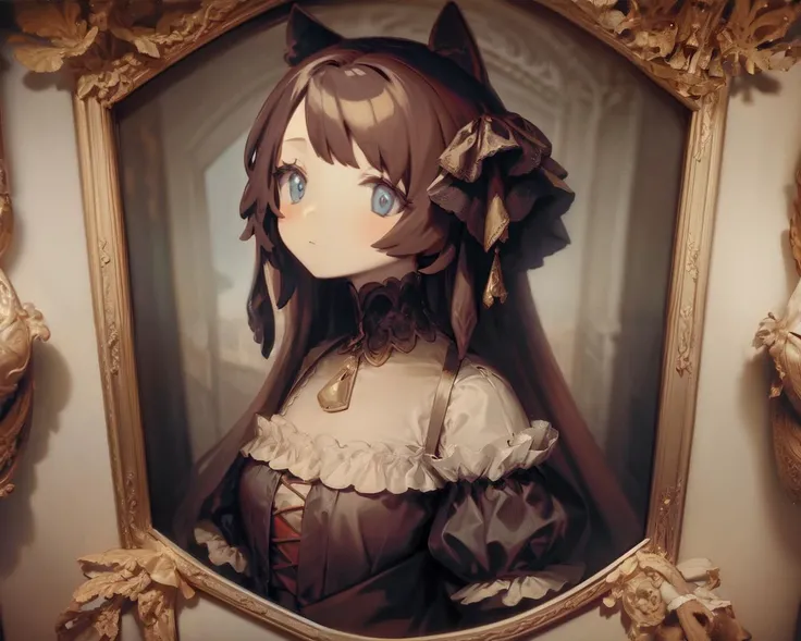 <lyco:r16-Neoki-NAI-LyCORIS-v1.1:1>
a framed renaissance oil painting of an aristocrat catgirl in a frilly dress, portrait
