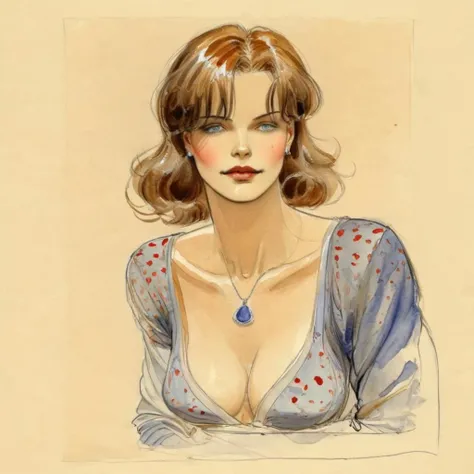 watercolor sketch of a woman, illustration by Jean-Pierre Gibrat <lora:JP_Gibrat_XL_1:1>