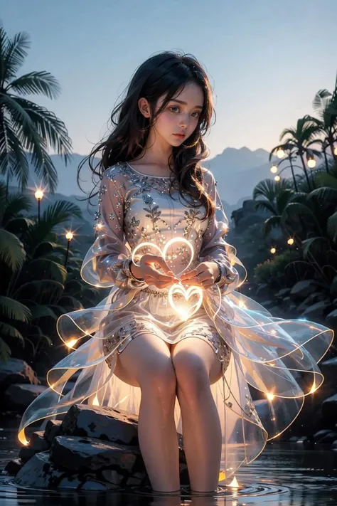 masterpiece,best quality,4k, 1girl, glowing, solo, looking at viewer, long sleeves