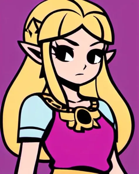 <lora:scottpilgrimvstheworld:0.8> scottpilgrimvstheworld, 1girl, simple background,  princess zelda, nintendo, the legend of zelda, albw, upper body,  <lora:zeldaALBWAlttp_zeldaALBWV1:0.4>