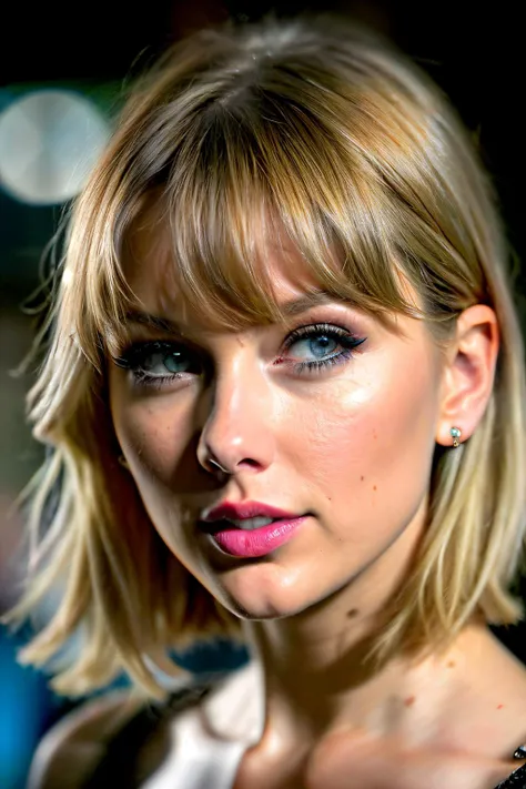 photoshoot of taylorSw1, (blonde hair), detailed skin texture, (blush:0.2), (goosebumps:0.3), subsurface scattering, Photorealistic, Hyperrealistic, Hyperdetailed, analog style, hip cocked, demure, detailed skin, matte skin, soft lighting, subsurface scattering, realistic, heavy shadow, masterpiece, best quality, ultra realistic, 8k, golden ratio, Intricate, High Detail, film photography, soft focus