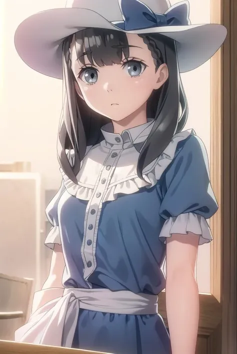 yuzukishiraishi, <lora:yuzuki shiraishi anime s1-lora-nochekaiser:1>,
yuzuki shiraishi, long hair, bangs, black hair, braid, (grey eyes:1.5),
BREAK hat, dress, bow, short sleeves, puffy sleeves, blue dress, white headwear, hat bow, sun hat,
BREAK outdoors,
BREAK looking at viewer, (cowboy shot:1.5),
BREAK <lyco:GoodHands-beta2:1>, (masterpiece:1.2), best quality, high resolution, unity 8k wallpaper, (illustration:0.8), (beautiful detailed eyes:1.6), extremely detailed face, perfect lighting, extremely detailed CG, (perfect hands, perfect anatomy),
