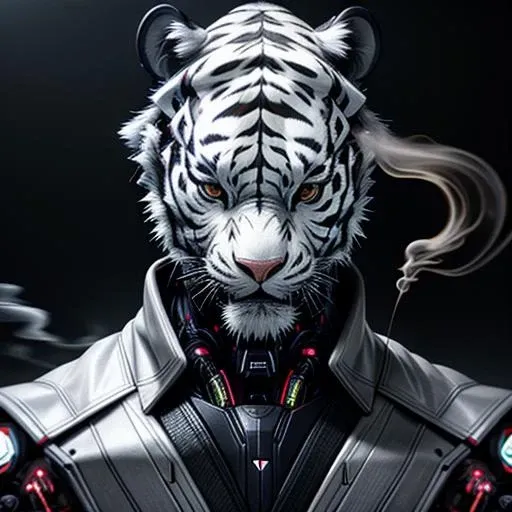 On e621, Ruan Jia, Pino Daeni, Furry, Anthro, Robot(White Tiger:1.4), 1male robot, Shonen Blond Hair (Cybernetic face:1.4), Lean, Front View, Shoulder up
Break
((metal reflex fire, big flames, fog, smoke and dark background)), cinematic, atmospheric, 4k, realistic lighting, shot by Hassleblad camera, Zeiss lens, 50mm 1.2 lens, Octane Render, ultra realistic, realistic lighting, photorealistic, photorealism, unreal engine, highly detailed, intricate detail, Solo Portrait. <lyco:Mecharobot:0.8>, <lora:add_detail:1>, <lora:Futuristicbotv.2:1>