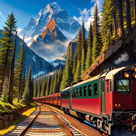 skunk, <lora:landscapes-6-2023-04-27-120356-6faaedf2:1> booscapes, missile, nature, railroad tracks, tree, mountain