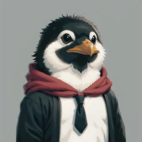 anthropomorphic penguin, solo, (simple background:1.3), upper body, best quality, masterpiece, <lora:Anthro_Tanktops-08:0.6>