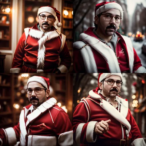 Felix, a man, dressed as santa, portrait, photography, trending on artstation, sharp focus, intricate details, highly detailed, by greg rutkowski <lora:Felix:1>