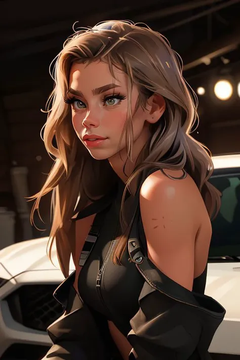 DEN_emspokess_SG,
working in a garage on a mustang car engine covered in oil and dirt wearing a dirty jumpsuit, mechanic, working on a car, engine,
bokeh, f1.4, 40mm, photorealistic, raw, 8k, textured skin, skin pores, intricate details <lora:epi_noiseoffset2:1>, epiCRealism,