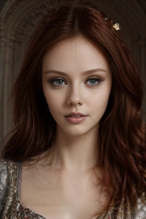 best quality, masterpiece, (opt-alyssacampanella2010s <lora:opt-alyssacampanella2010s:1>, red hair, grey eyes), (style-swirlmagic:0.8),  (full body:0.6)}, looking at viewer, detailed background, detailed face, (<lora:BohoAI:0.6>, bohoai, boho theme:1.1), ancient oracle, mystic, (glowing eyes:1.1),  levitating above ground, prophetic symbolism,  white robes, hood,  hourglass,  glowing magic mist drifting from eyes, channeling magical energy,  temple in background, low light, gentle breeze, ethereal atmosphere, , in the style of H. R. (Hans Ruedi) Giger, SkinHairDetail, wide angle shot, full body,  <lora:more_details:1>