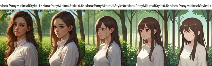 <lora:sdxl_lightning_8step_lora:1> 1girl, portrait, brown hair, long hair, white shirt, outdoors, tree <lora:PonyMinimalStyle:-1>, BREAK score_9, score_8_up, score_7_up, score_6_up, score_5_up, score_4_up