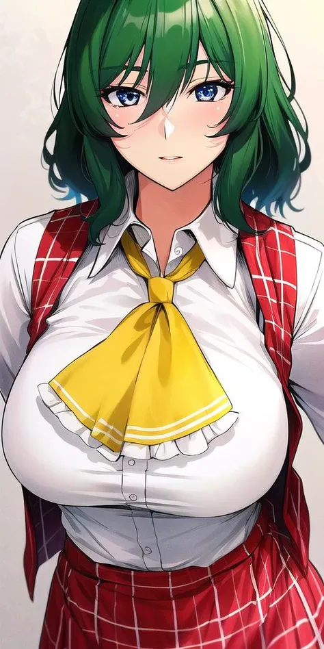 <lora:YuukaKazami:0.8>, YuukaKazami, standing, solo, large_breasts, YuukaRedPlaidOutfit, masterpiece, best quality, detailed face, detailed eyes, highres,